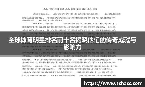 全球体育明星排名前十名揭晓他们的传奇成就与影响力